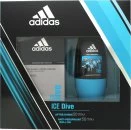 image of Adidas Ice Dive Gift Set 50ml Aftershave + 50ml Deodorant Roll-On