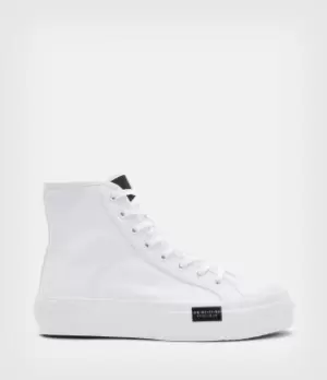 Image of AllSaints Womens Dana Flatform High Top Trainers, White, Size: UK 3/US 6/EU 36