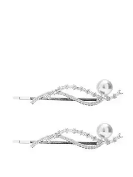 Image of Jon Richard Sadie Cubic Zirconia Pearl Wave 2Pk Slide