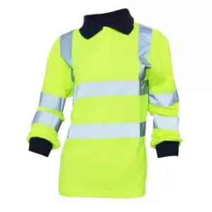 Image of Yoko Ladies/Womens Hi-Vis Long Sleeve Polo Shirt (2XL) (Hi-Vis Yellow)