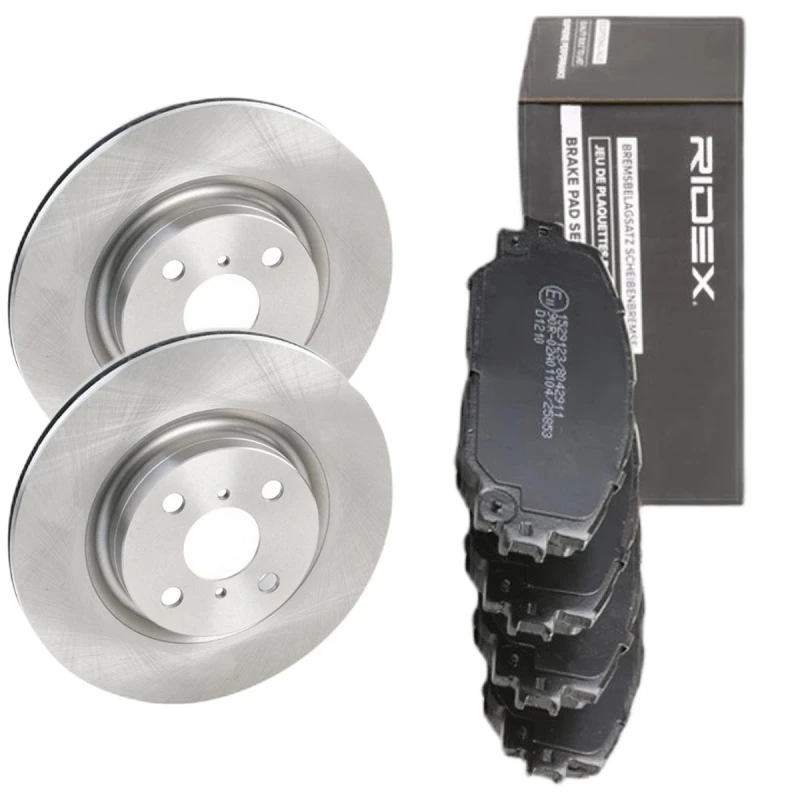 Image of RIDEX 3405B3153 Brake disc and pads set Front Axle, Brake Disc Type: internally vented, excl. wear warning contact Brake Set,disc brakes (3405)