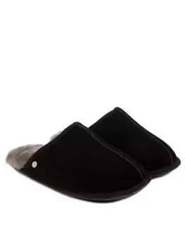 image of Just Sheepskin Donmar Overlocked Raised Seam Sheepskin Mule Slippers - Black, Size 11, Men