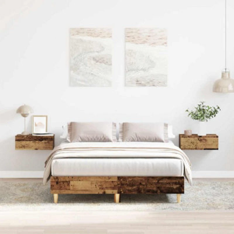 Image of Vidaxl Bed Frame No Mattress Old Wood 135X190 Cm Double Engineered Wood
