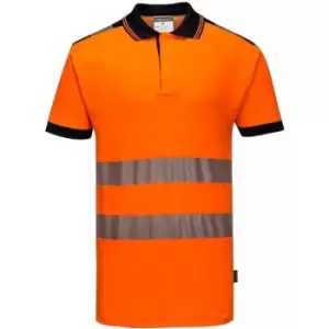 Image of Portwest Mens PW3 Hi-Vis Polo Shirt (L) (Orange/Black) - Orange/Black