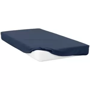 Image of Belledorm 200 Thread Count Egyptian Cotton Fitted Sheet (6ft 6) (Navy) - Navy