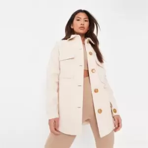 Image of Missguided Plain Brushed Shacket - Orange