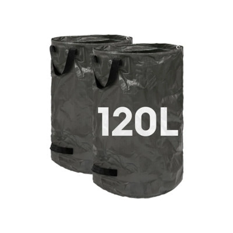 Image of Harbour Housewares 120L Garden Waste Bags With Handles - Black - 2X Large Strong Reusable Plastic Heavy Duty Gardening Rubbish Refuse Sacks