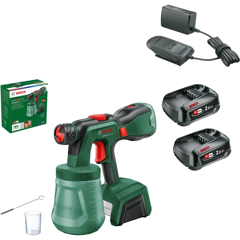 Image of Bosch UNIVERSALSPRAY 18V-300 P4A 18v Cordless Paint Spray System UNIVERSALSPRAY 18V-300 Batteries: 2 x 2ah Li-ion