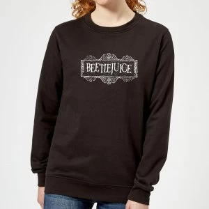 image of Beetlejuice White Logo Womens Sweatshirt - Black - 5XL