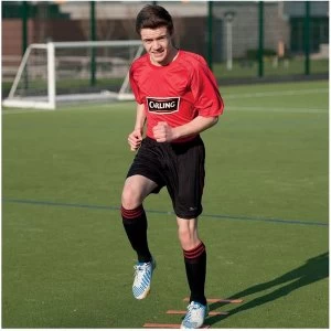 Image of Precision Lyon Training Shirt & Short Set 26-28 Red/Black