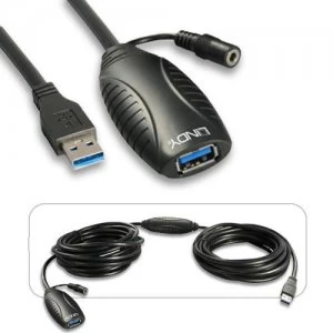 Image of Lindy 43156 USB cable 10 m 3.2 Gen 1 (3.1 Gen 1) USB A Black