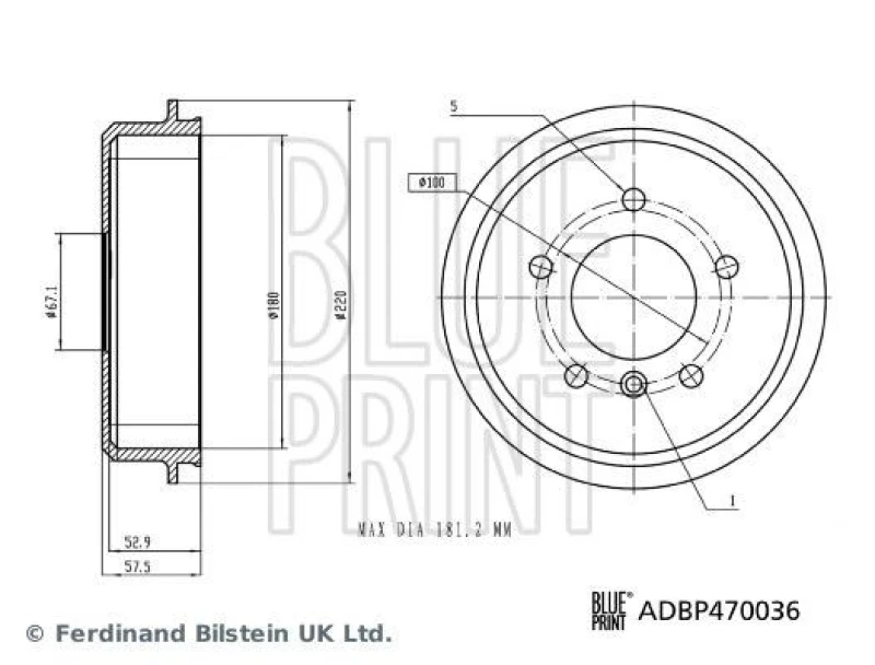 Image of Blue PRINT Brake drum Blue PRINT ADBP470036