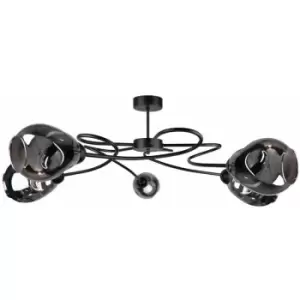 Image of Keter Zahra Multi Arm Semi Flush Ceiling Light Black, 67cm, 5x E27