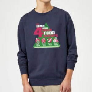 Elf Food Groups Christmas Sweatshirt - Navy - 5XL