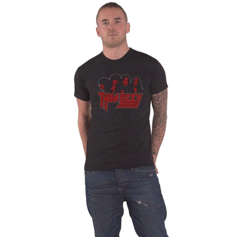 Image of Thin Lizzy Mens Band Cotton Logo T-Shirt in Black Size: Medium Black Male M