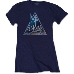 Image of Def Leppard - Triangle Logo Womens Large T-Shirt - Blue