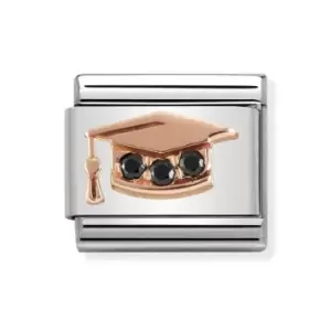 Image of Nomination Classic Rose Gold Graduation Cap Charm
