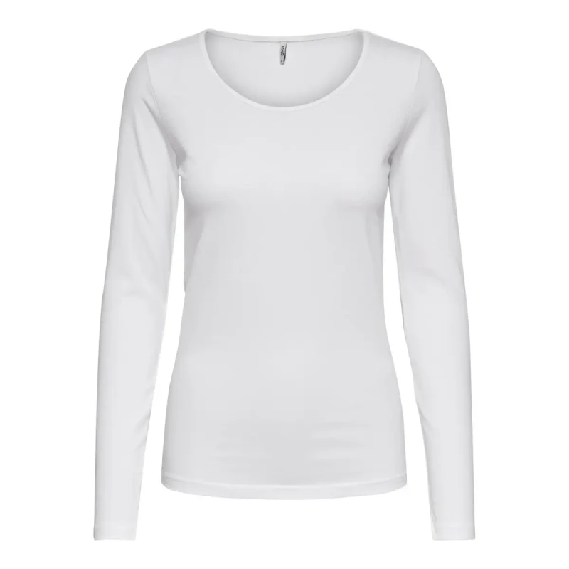 Image of Only Womens T-Shirt Only Live love life manches longues col rond Blanc Female XL