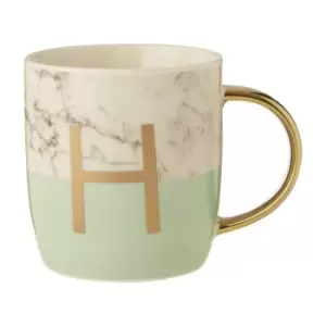 image of Bone China Marble/Green H Alphabet Mug