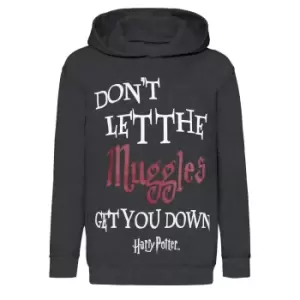 Image of Harry Potter Girls Muggles Pullover Hoodie (7-8 Years) (Charcoal Heather)