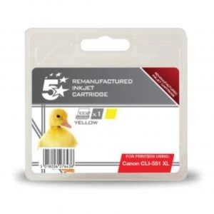 Image of 5 Star Office Supplies Canon CLI 551XLY Yellow Yield 685 Pages High