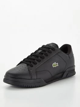 Lacoste Twin Serve Leather Trainers - Black, Size 10, Men