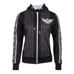Image of Nintendo - Hyrule Royal Crest With Pattern Taping Womens Large Hoodie - Black/Grey