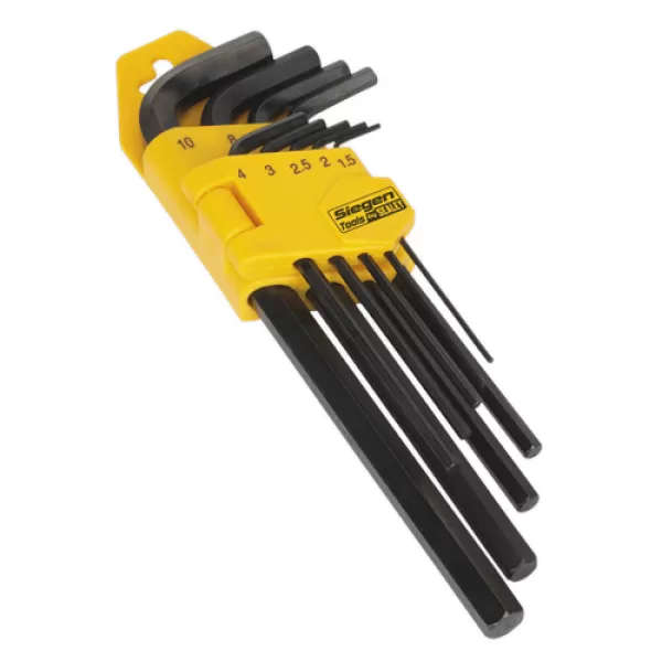 Image of Genuine SEALEY S01091 Hex Key Set 9pc Long Metric