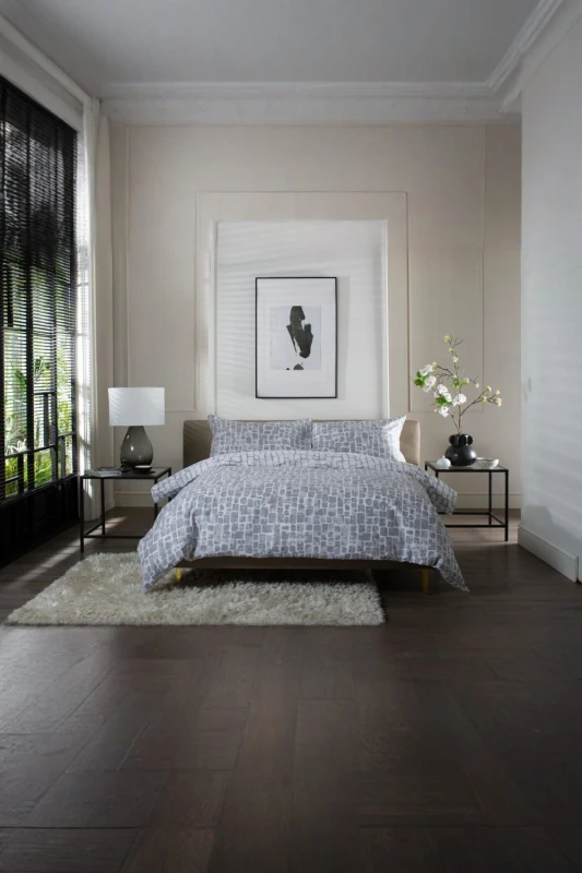 Image of The Lyndon Company The Lyndon Company Tulle Extrasoft 100% Cotton Breathable Duvet Cover Set in Grey Size: Double Grey Double Unisex 5054990140487