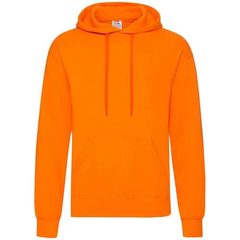 Image of Fruit Of The Loom Fruit of the Loom Men Classic Hooded Sweatshirt in Orange Size: Small Orange S Male 5063527306296