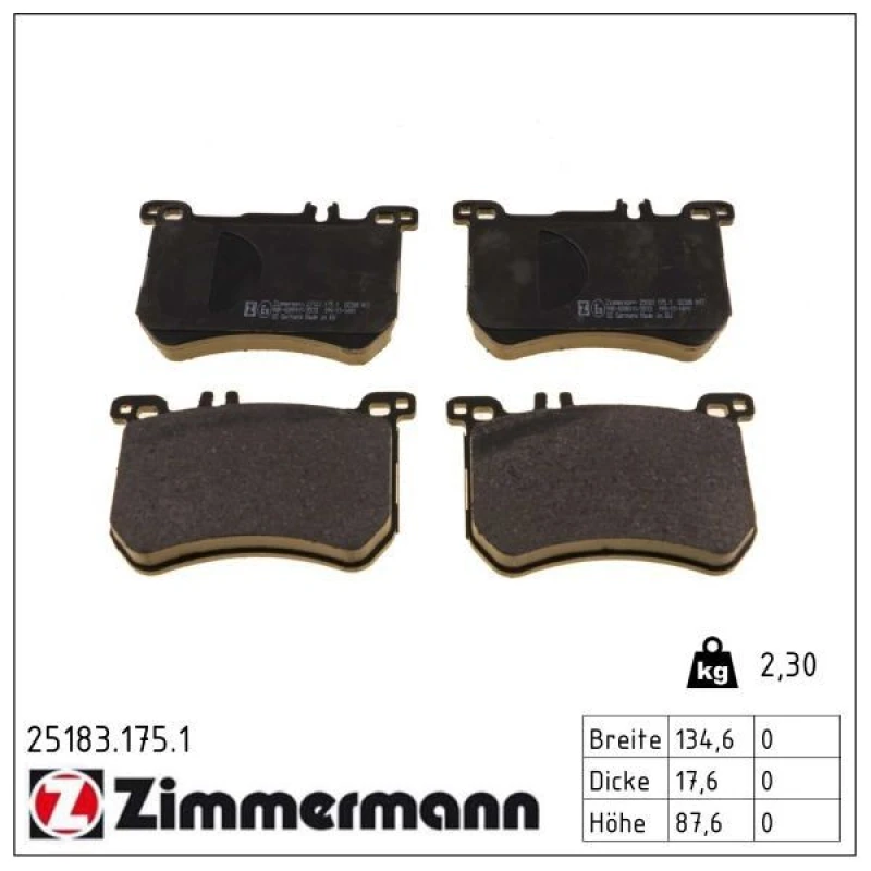 Image of ZIMMERMANN Brake pad set ZIMMERMANN 25183.175.1