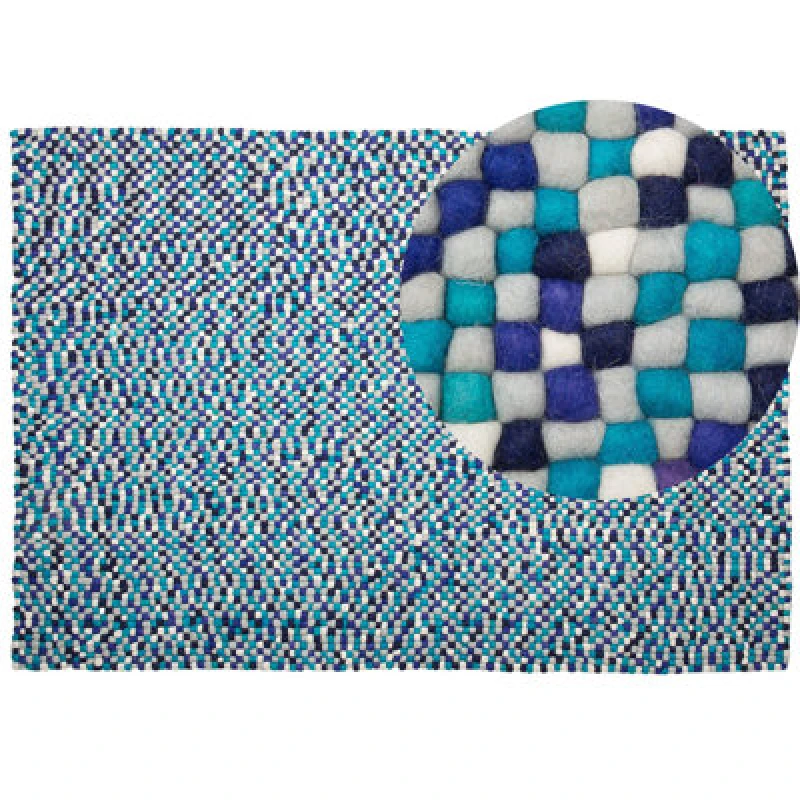 Image of Beliani Rug Amdo Navy Blue 160 X 230 Cm Wool