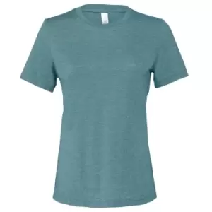 image of Bella + Canvas Womens/Ladies Heather Jersey Relaxed Fit T-Shirt (L) (Deep Teal)