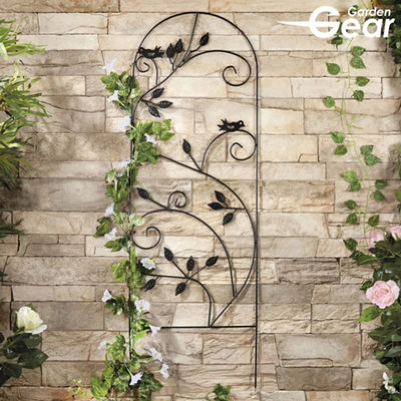 Image of Garden Gear 1.2 Metre Metal Plant Support, Decorative Design For Borders, Flowerbeds, Plant Pots & Pathways (2 X Leaves Metal Plant Support)