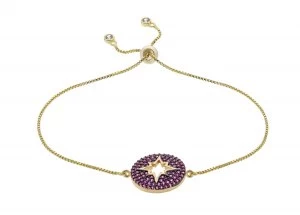 Revere Gold Colour Magenta Cubic Zirconia Cut Out Bracelet