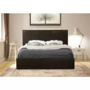 image of MODERNIQUE Black 4ft, Ottoman Small Double Storage Bed Faux Leather in Black - Black