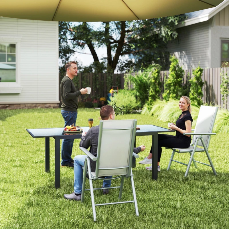 Image of Outsunny 2PCS Folding Chair w/ Breathable Mesh Back and Seat, Light Grey Light Grey