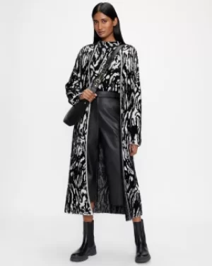 Image of Longline Jacquard Zebra Cardigan