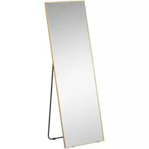 Image of HOMCOM Full Length Mirror Dressing Mirror Wall-Mounted Entryway Gold Frame - Gold Tone