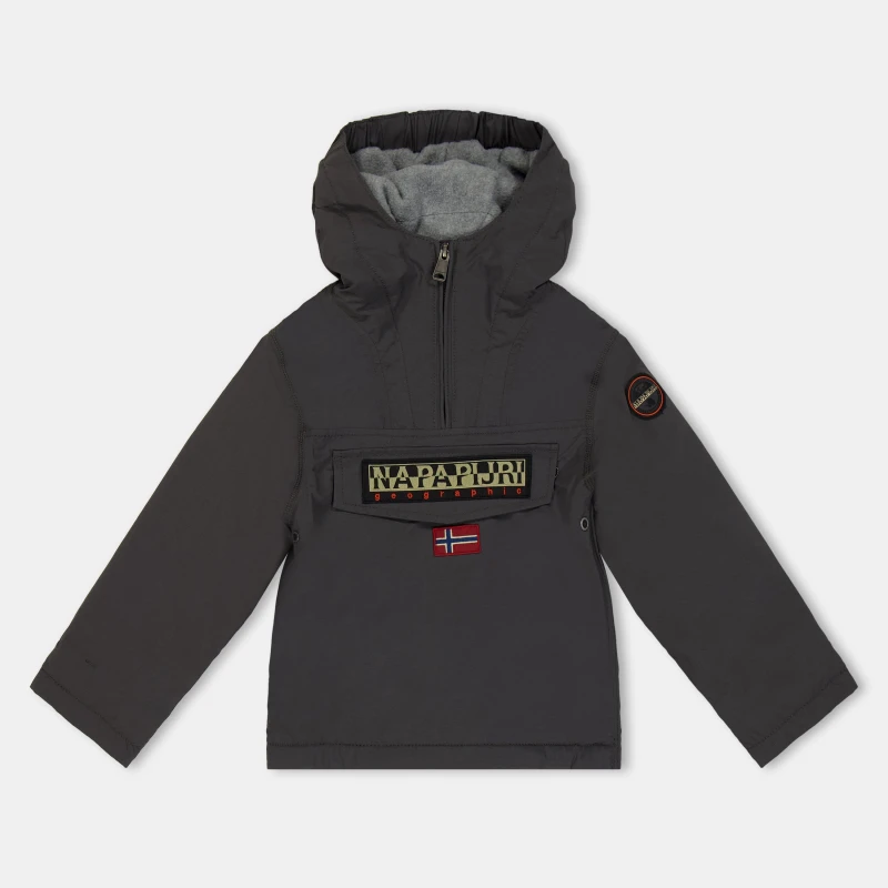 Image of Napapijri Kids Napa Rainforest Waterproof Half-Zip Rain Anorak Dark Grey H98 male 8Y