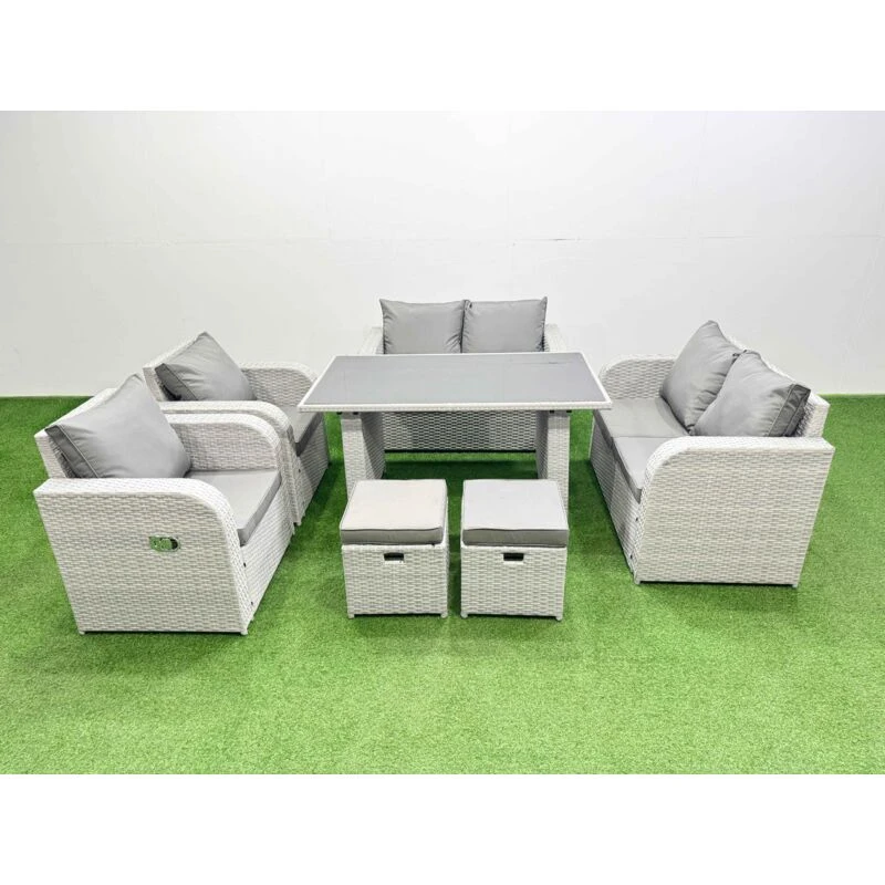 Image of Fimous 7 Pieces Patio Garden Furniture Sets with Cushions in Light Grey Light Grey Unisex