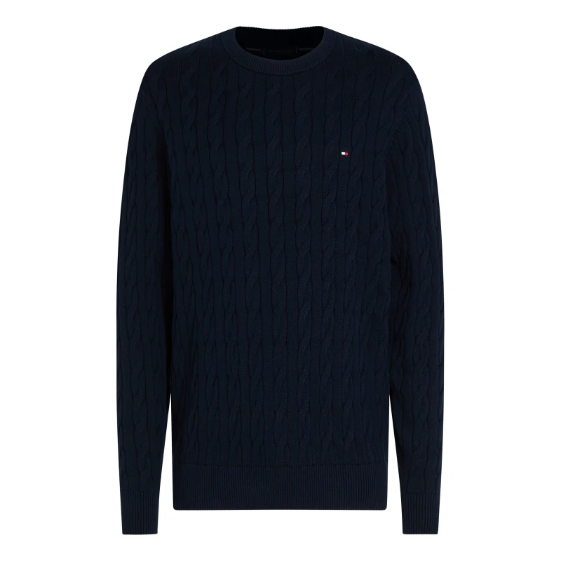 Image of Tommy Hilfiger Classic Cotton Cable Crew Neck Desert Sky male S