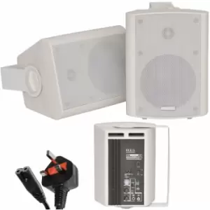 Image of Pair of White 60W Powered/Active Wall Speakers Satellite Stereo Home Cinema HiFi