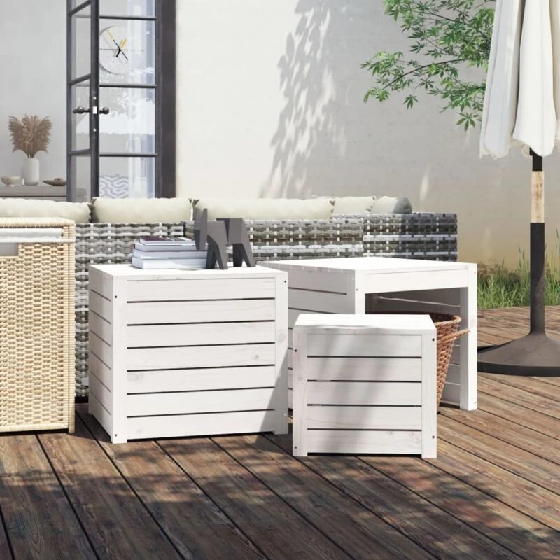 Image of VIDAXL 3 Piece Garden Box Set White Solid Wood Pine Vidaxl 8720845690908