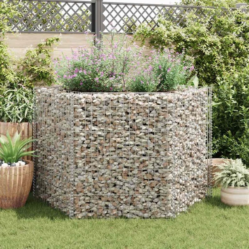 Image of vidaXL Hexagonal Gabion Planter 160x139x100 cm