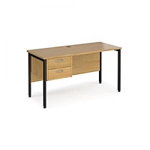 image of Maestro 25 Desk with H-Frame and 2 Drawer Pedestal 600mm