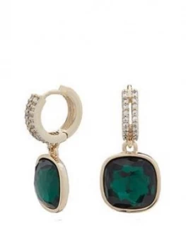 image of Jon Richard Jon Richard Swarovski Green Cushion Earring