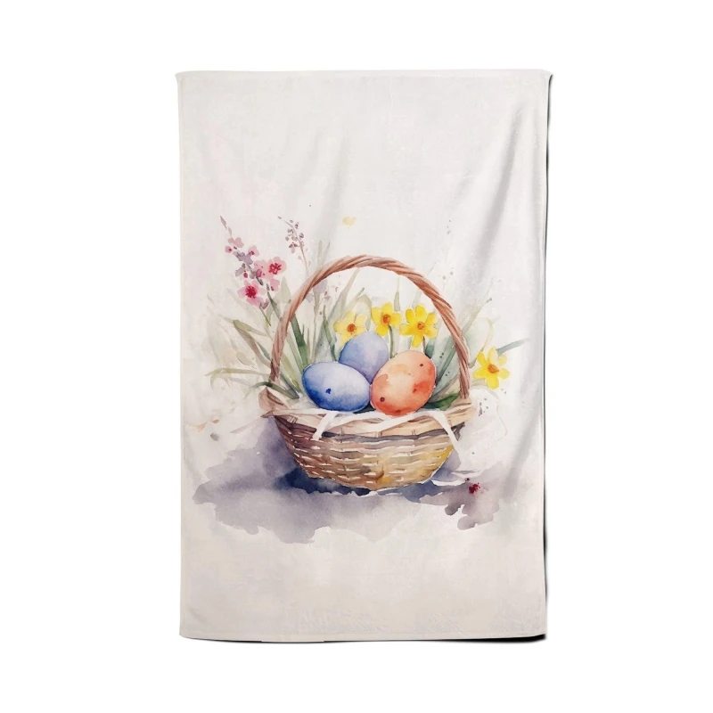 Image of Warren Reed - Designer Watercolour Easter Basket Tea Towel Multicolor Unisex
