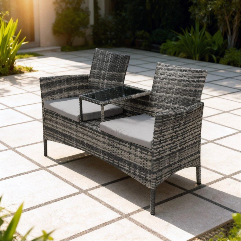 Image of Linea Linea Fiji Love Seat 63 Grey/Black unisex One Size