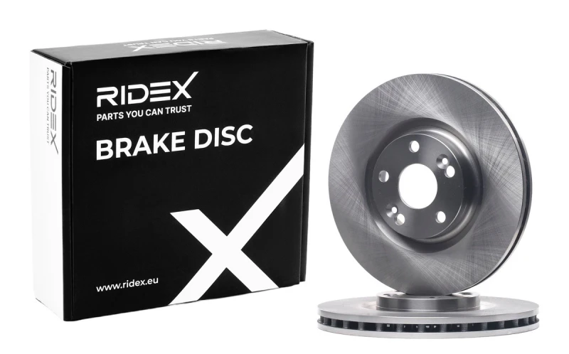 Image of RIDEX 82B0548 Brake disc Front Axle, Vented, Cast Iron, Uncoated, Untreated, without bolts/screws Cast Iron Brake Disc (82)